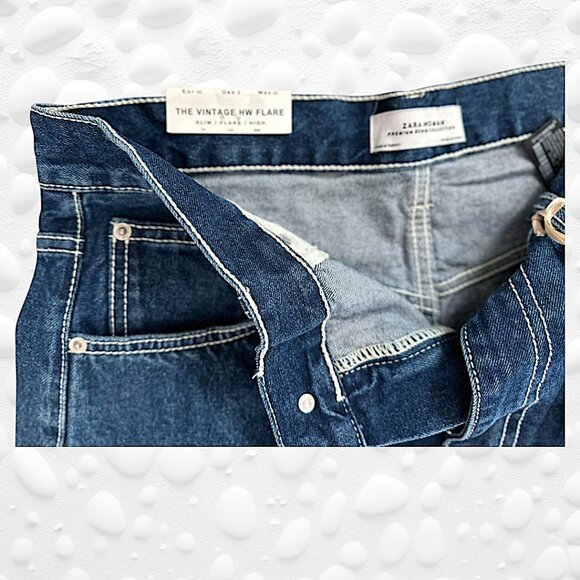 NWT Zara The Vintage HW Flare Jeans Tall 8 Sunset Blue - Picture 9 of 10